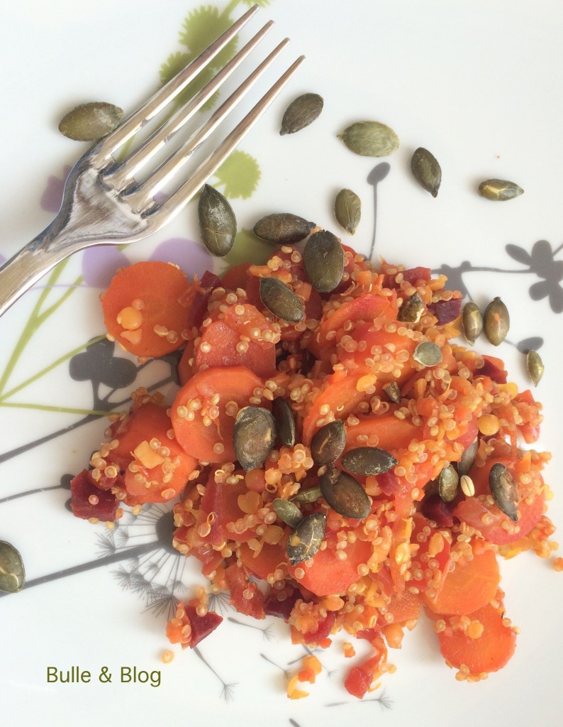 Quinoa aux légumes et jus d'orange