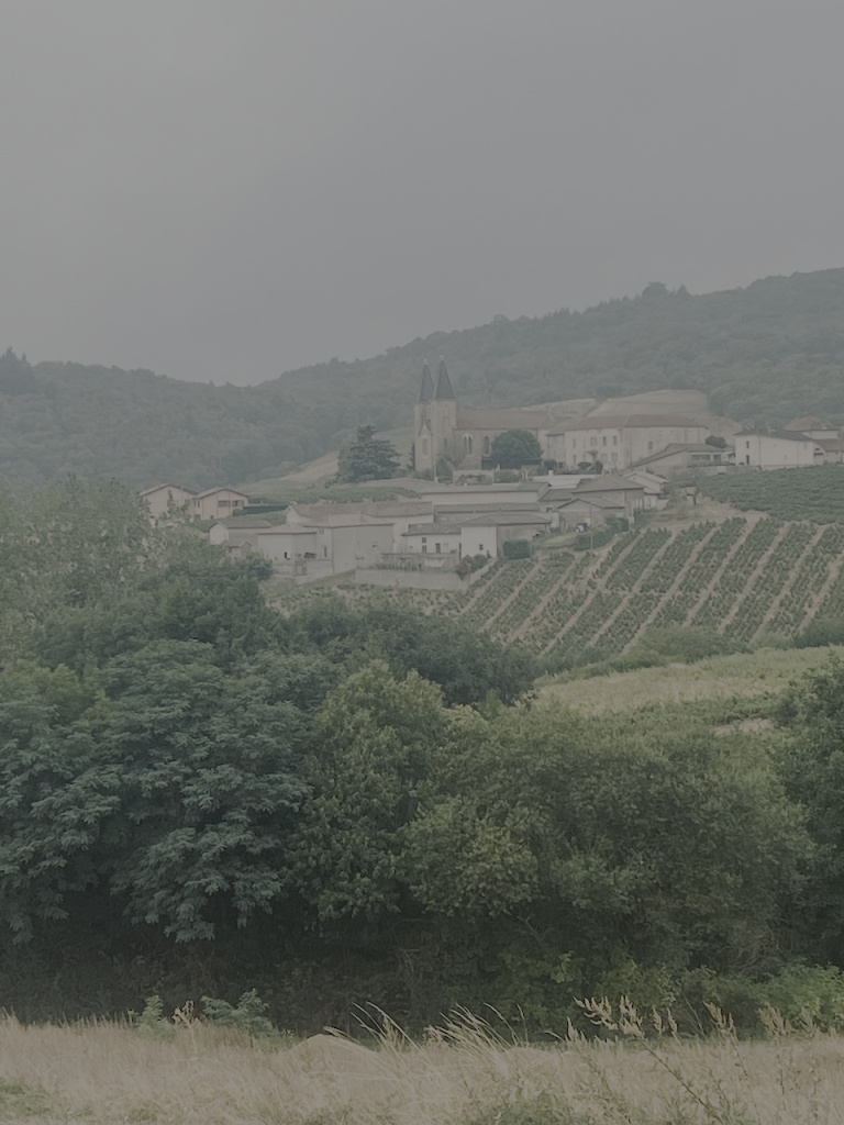 Vue du village de Villié-Morgon depuis la route